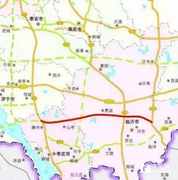 滕临高速走向线路图项目涉及临沂市河东区,兰山区,费县,平邑县,枣庄市